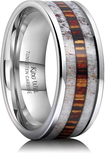 King Will 8mm Wooden Wedding Band Celtic Deer Mens Rings Engagement Ring Anniversary Couple Bands Set Comfort Fit Size 6-14 in Saudi Arabia