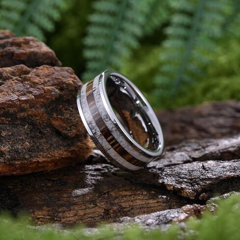 King Will 8mm Wooden Wedding Band Celtic Deer Mens Rings Engagement Ring Anniversary Couple Bands Set Comfort Fit Size 6-14 in Saudi Arabia