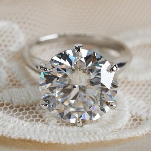 3-10ct Moissanite Engagement Rings for Women,6 Prong Round Cut D Color VVS1 18K White Gold Plated 925 Sterling Silver, Cut Lab Created Diamond Wedding Promise Jewelry in Saudi Arabia
