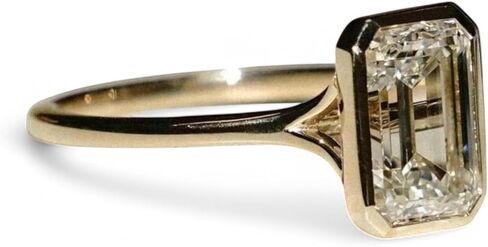 3Ct Emerald Cut Ring Moissanite ، مشاركة مجموعة الإطار ، وذات الذكرى السنوية المشعة ، وحيدة هجين ، خاتم زواج متقطعة للمرأة من قبل ZenithCraftss in Saudi Arabia