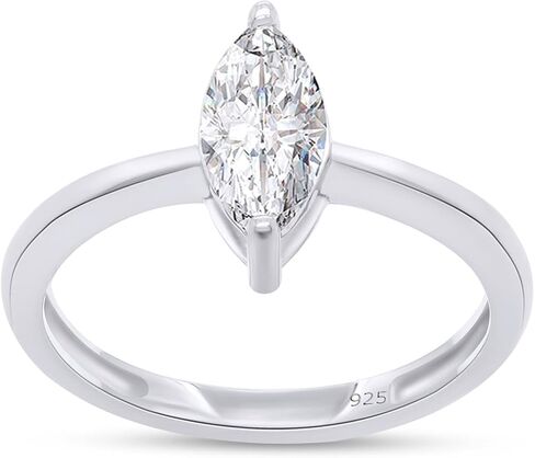AFFY 14K White Gold Plated Sterling Silver Fancy Shape Solitaire Ring Made with Cubic-Zirconia in Saudi Arabia