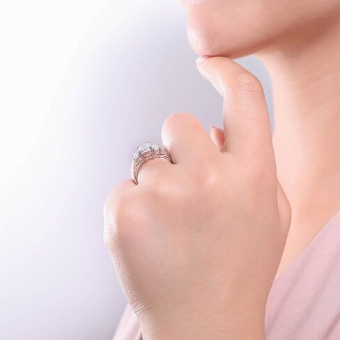Berricle Sterling Silver Fild 3 Stone Rings Rings Rings Fackable Band Ring للنساء ، الزركونيا المكعب CZ - Asscher ، Cushion ، Oval ، Princess ، Round Cut in Saudi Arabia