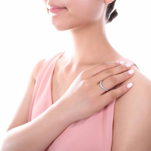 Berricle Sterling Silver Fild 3 Stone Rings Rings Rings Fackable Band Ring للنساء ، الزركونيا المكعب CZ - Asscher ، Cushion ، Oval ، Princess ، Round Cut in Saudi Arabia