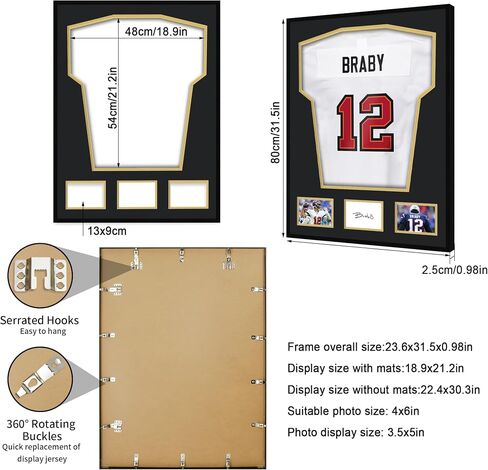 24x32 Aluminum Shadow Box Jersey Frame 1 Pack, Black Large Jersey Frame Display Case for Wall Display in Saudi Arabia