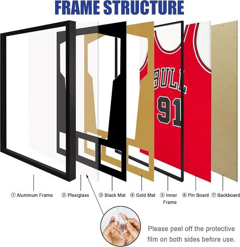 24x32 Aluminum Shadow Box Jersey Frame 1 Pack, Black Large Jersey Frame Display Case for Wall Display in Saudi Arabia