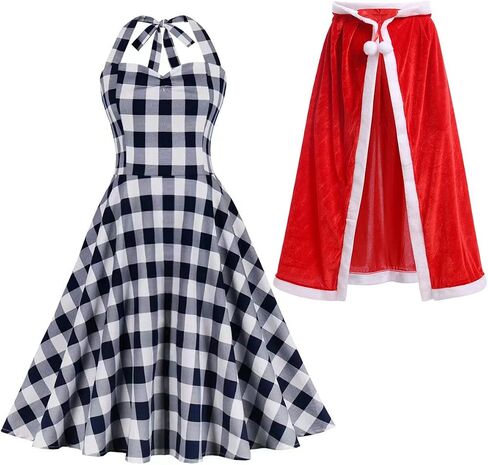 IDOPIP Women Kids Baby Girls Christmas Party Dress Xmas Red Plaid Tutu Dress with Hooded Cloak Cape Family Matching Costume in Saudi Arabia