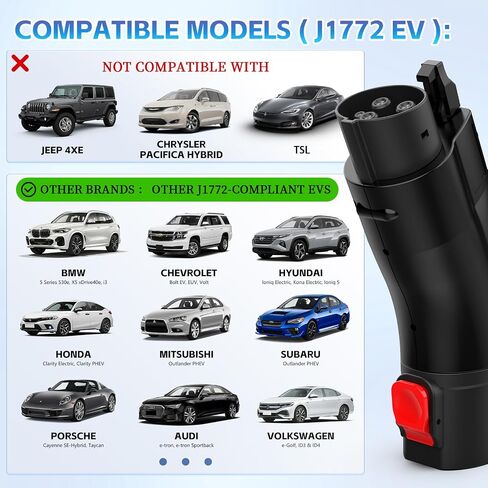 محول شحن EV لـ Tesla إلى محول J1772 ، شحن سريع وفعال إلى محول J1772 (يصل إلى 60A و 250V AC) ، لجميع محول شحن J1772 EVS ، متوافق مع توصيل جدار Tesla in Saudi Arabia