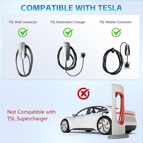 محول شحن EV لـ Tesla إلى محول J1772 ، شحن سريع وفعال إلى محول J1772 (يصل إلى 60A و 250V AC) ، لجميع محول شحن J1772 EVS ، متوافق مع توصيل جدار Tesla in Saudi Arabia
