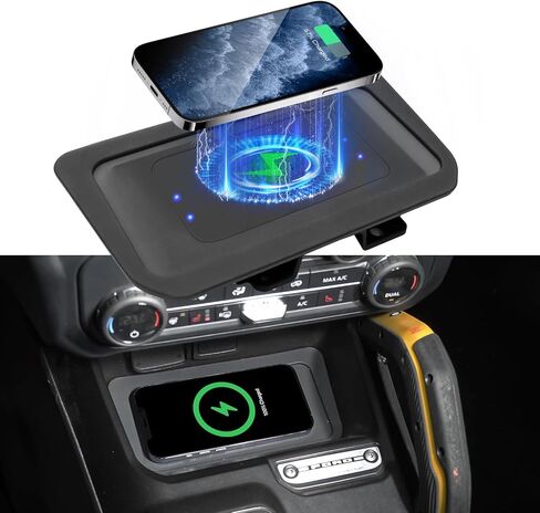 20W Wireless Charging Pad fit for Ford Bronco 2021 2022 2023 2024 2025 2/4-Door Console Wireless Charger Fit for Bronco Accessories Metal Heat Dissipation Without Noise in Saudi Arabia