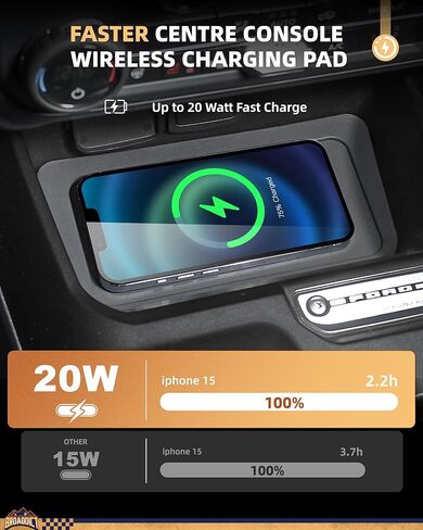 20W Wireless Charging Pad fit for Ford Bronco 2021 2022 2023 2024 2025 2/4-Door Console Wireless Charger Fit for Bronco Accessories Metal Heat Dissipation Without Noise in Saudi Arabia