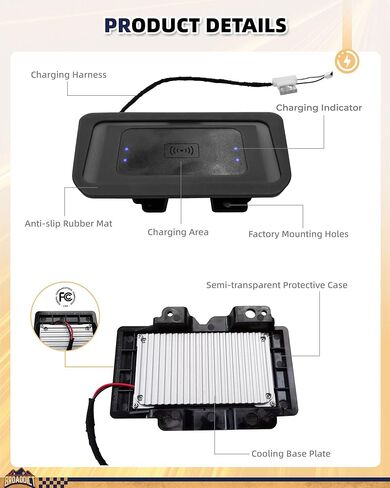 20W Wireless Charging Pad fit for Ford Bronco 2021 2022 2023 2024 2025 2/4-Door Console Wireless Charger Fit for Bronco Accessories Metal Heat Dissipation Without Noise in Saudi Arabia