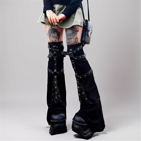 TOMETO STAR Goth Leg Warmers Y2K Women Punk Rave Japanese Grunge Emo Scenecore in Kuwait