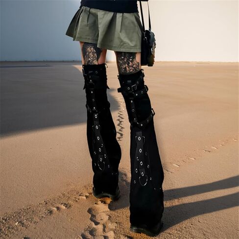 TOMETO STAR Goth Leg Warmers Y2K Women Punk Rave Japanese Grunge Emo Scenecore in Kuwait