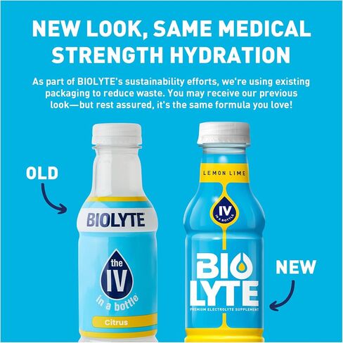 BIOLYTE Electrolyte Drink - Hydration Drink, Medical-Grade Flavored Water with Electrolytes, Sports Drinks, Liquid Energy & Rehydration, IV in a Bottle - Citrus, 16 Fl Oz (12 Pack) in Saudi Arabia