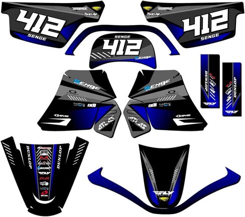 1990-2025 PW 50 Surge Black Senge Graphics Complete Kit with Rider I.D. Compatible with Yamaha in Saudi Arabia