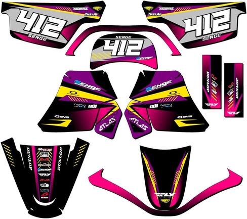 1990-2025 PW 50 Surge Black Senge Graphics Complete Kit with Rider I.D. Compatible with Yamaha in Saudi Arabia