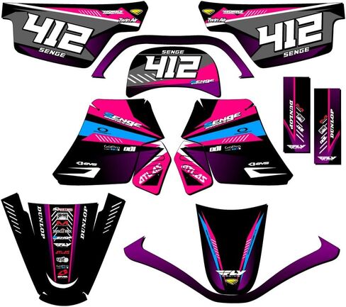 1990-2025 PW 50 Surge Black Senge Graphics Complete Kit with Rider I.D. Compatible with Yamaha in Saudi Arabia