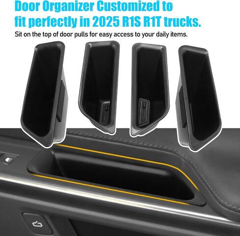 Jaronx متوافق مع Rivian Door منظم الدرج 2025 R1T R1S (Gen 2) ، صندوق تخزين إدراج أبواب 4pcs لعام 2025 الملحقات R1T R1T R1S in Saudi Arabia