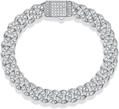 Fancime 3-3.54 Carats Moissanite Bracelet ، 8mm Moissanite Cupan Link Bracelet 925 Sterling Silver Cuban Bracelet d Color VVS1 Round Bling Iced Out Miami Imond in Kuwait