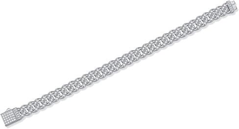Fancime 3-3.54 Carats Moissanite Bracelet ، 8mm Moissanite Cupan Link Bracelet 925 Sterling Silver Cuban Bracelet d Color VVS1 Round Bling Iced Out Miami Imond in Kuwait