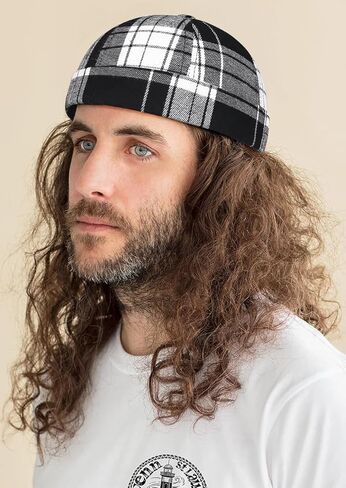 غطاء عمال من منقوش مخطط ، رجعية Skullcap Docker Hat للرجال النسائية in Kuwait