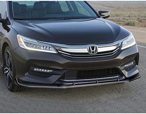 Stay-Tuned, 5PCS ABS Front Bumper Lip Spoiler Body Kit + Universal 31" x 4" Side Skirts, Compatible with 2016 2017 Honda Accord 4DR/Sedan, Exterior Accessory (Painted Black) in Kuwait