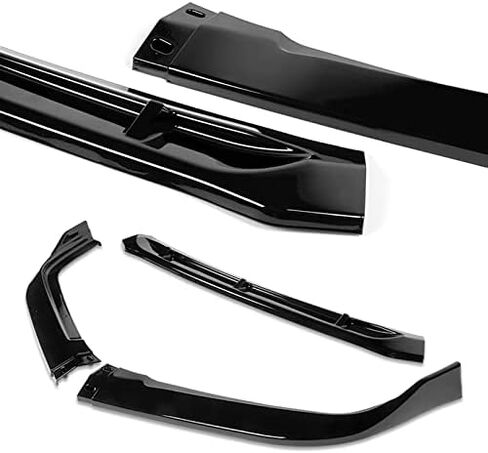 Stay-Tuned, 5PCS ABS Front Bumper Lip Spoiler Body Kit + Universal 31" x 4" Side Skirts, Compatible with 2016 2017 Honda Accord 4DR/Sedan, Exterior Accessory (Painted Black) in Kuwait