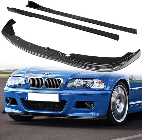 Q1-TECH, 9PCS Front Bumper Lip & Side Skirt Extensions Diffuser Compatible with 2001-2006 BMW E46 M3 Model Only, Front Bumper Lip Air Chin Body Spoiler Splitter ABS (Painted Carbon) in Saudi Arabia