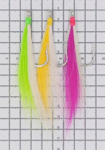 Bucktail Saltwater Fishing Hooks 8pcs Fluke Rig Skirt Fishing Jig Hooks in Kuwait