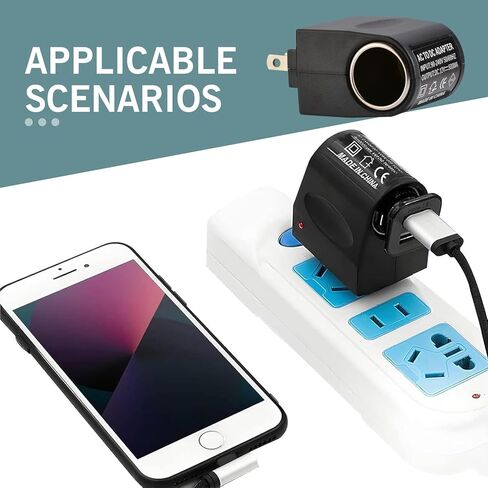 AC to DC Car Converter Outlet ، AC to Adapter ، 220V DC 12V 500MA Wall Wall Wall Wighter Accoundter ، محول سجائر ولعب سجائر ، Universal لمعظم السيارات ، سيارات الدفع الرباعي (أسود) in Kuwait
