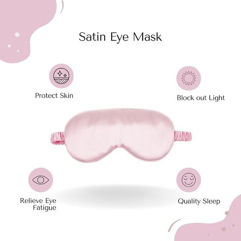 Satin Eye Mask for Sleeping - Soft Silk Sleep Mask with Adjustable Strap for Women, Teens, and Kids, Light-Blocking Blackout Design for Travel and Relaxation (Pink) in Saudi Arabia