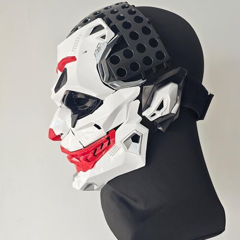 Futuristic Clown Mask, White and Red, Cosplay Costume Accessory in Kuwait