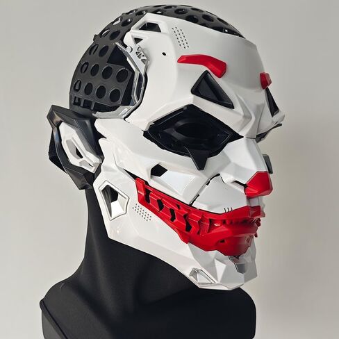 Futuristic Clown Mask, White and Red, Cosplay Costume Accessory in Kuwait