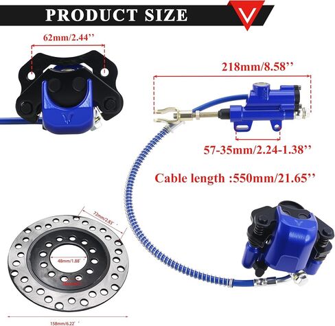 PRO BAT Rear Brake Master Cylinder Caliper Assembly+Brake Disk Rotor for 50cc 70cc 90cc 110cc 125cc Chinese Quad Taotao Boulder B1 Coolster 3050HD ATV Kids Four Wheeler, Black in Saudi Arabia