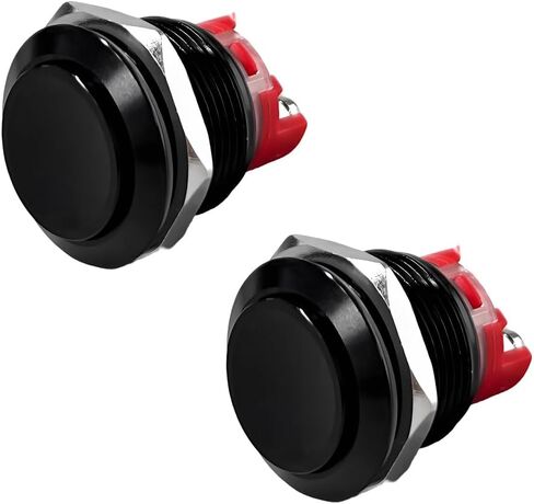 2 PCS Momentary Push Button Switch, 19mm 10A Waterproof Metal Horn ON/Off Push Button Switch, Round Power Starter Switch for Car RV Truck Boat Marine, Car Accessories (Black) in Saudi Arabia