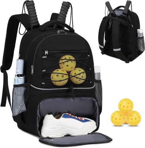 Bevalsa Pickleball Bag Backpack for Women Men Teens, Tennis Backpack Tennis Bag with Shoe Compartment, Multifunctional Sports Padel Racket Bag Badminton Backpack Fits 4 Rackets with Fence Hook in Saudi Arabia