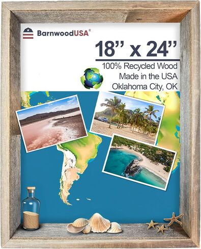 BARNWOODUSA 18"x24" Rustic Collectible Shadow Box Picture Frame Made of Upcycled Wood Shadow Box in Kuwait