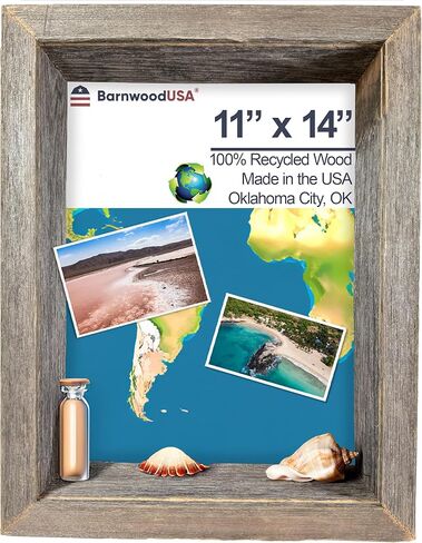 BARNWOODUSA 18"x24" Rustic Collectible Shadow Box Picture Frame Made of Upcycled Wood Shadow Box in Kuwait