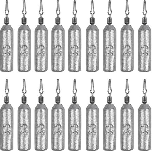 30 Pack Fishing Sinker Drop Shot Weights with Rolling Swivels Lead Skinny Sinker Skinny Pencil Shaped Fishing Drift Weight Bass Righ Cylinder Removable Catfishing in Saudi Arabia