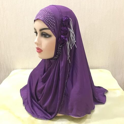 الفتيات المسلمات الحجاب مع سلاسل الزهور تسحب على أميرا وشاح الإسلامية التفاف Turban Caps شال الحجاب in Saudi Arabia