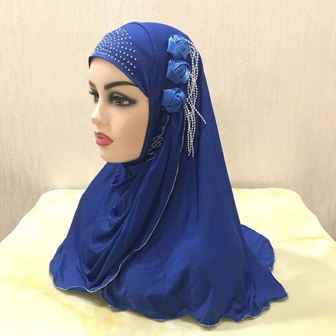 الفتيات المسلمات الحجاب مع سلاسل الزهور تسحب على أميرا وشاح الإسلامية التفاف Turban Caps شال الحجاب in Saudi Arabia