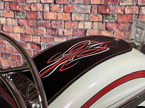 MCD Leather Rear Fender Panel Bib for Harley Davidson Motorcycles Red White Pinstripes (B 3 Hole) in Saudi Arabia