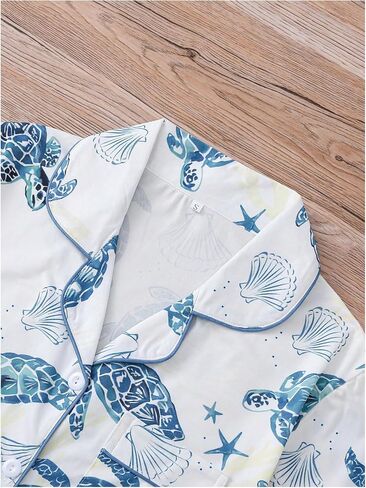 Wdirara Women's 2 قطعة Sea Turtle Graphic Pajama Set Butn in Kuwait