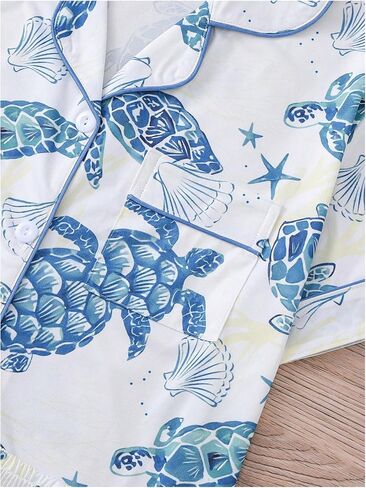 Wdirara Women's 2 قطعة Sea Turtle Graphic Pajama Set Butn in Kuwait