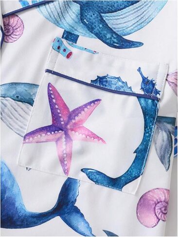 Wdirara Women's 2 قطعة Sea Turtle Graphic Pajama Set Butn in Kuwait