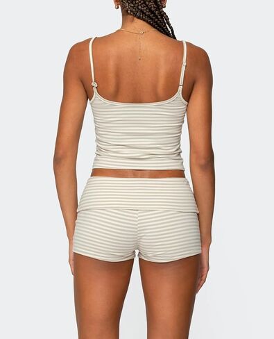 RUEWEY Women Y2k Pajama Set Striped Sleeveless Crop Cami Top Lounge Shorts PJS 2 Piece Matching Sleepwear in Kuwait