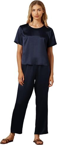 Mommesilk Silk Pajamas for Women Pullover Top and Pants 2 Piece Silk Pj Set Washable Silk Sleepwear Lounge Wear in Kuwait