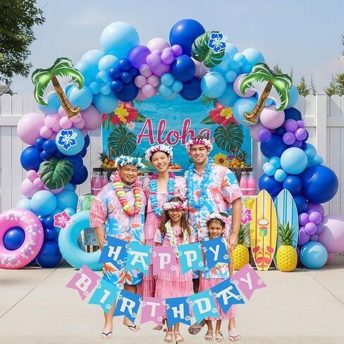 Tropical flamingo balloon garland arch kit 145Pcs Hot Pink magenta teal gold balloons mylar pineapple balloons Palm leaves for Summer Aloha luau birthday hawaiian baby shower decorations in Saudi Arabia
