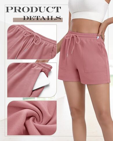 Neer 4 Pack Womens Sweat Shorts High Waist Drawstring Shorts Summer Loose Elastic Athletic Short Sweatpants with Pocket in Saudi Arabia