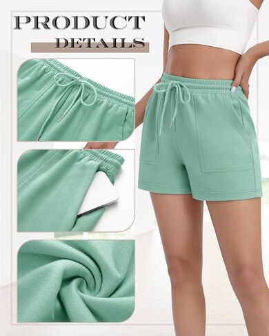 Neer 4 Pack Womens Sweat Shorts Cotton Cutton Lounge Dringring High Weist Summer Summer Sould Sould Sould Sould مع جيب in Saudi Arabia